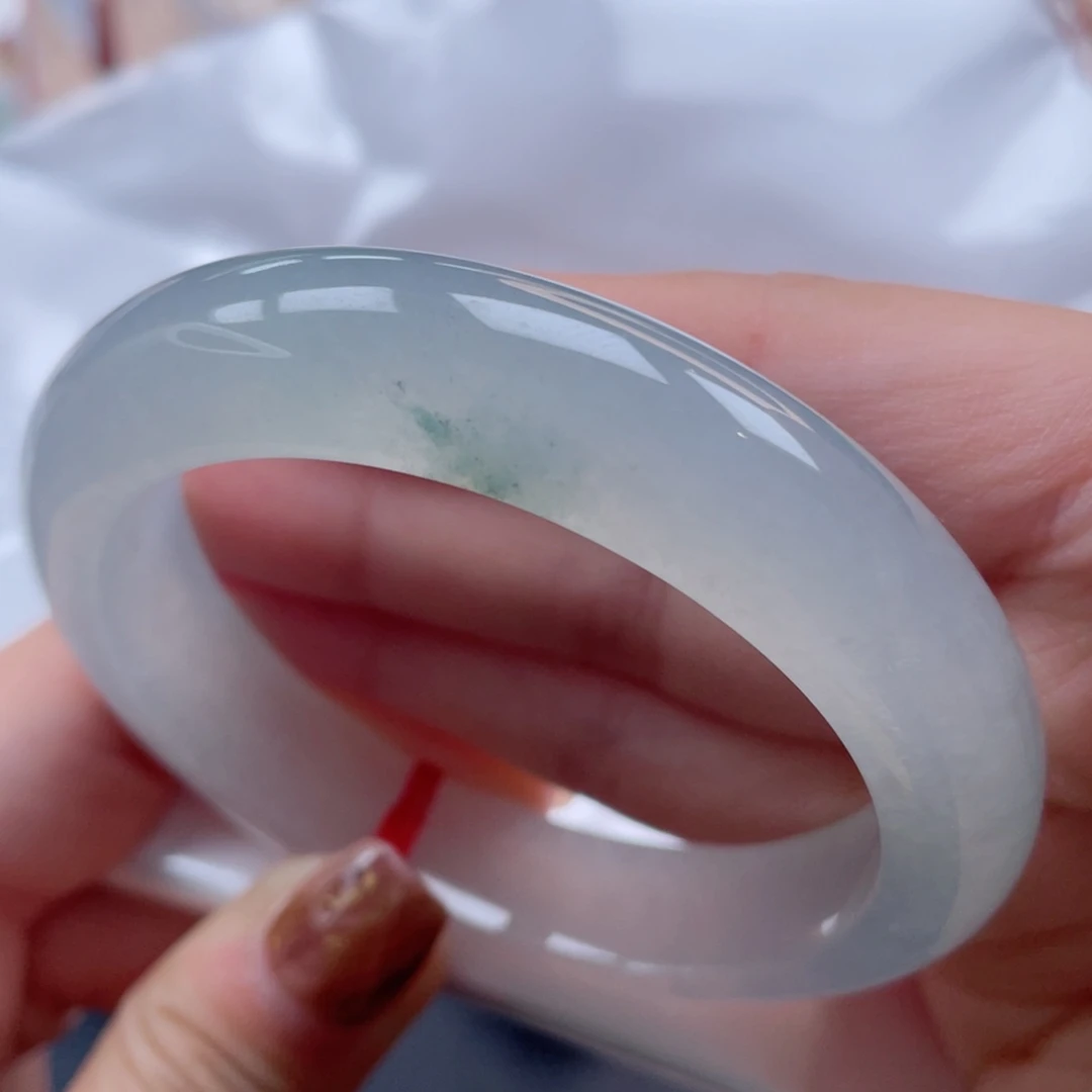 未镶嵌手镯翡翠55.8正圈 冰晴底飘花 大冰透起光14号
