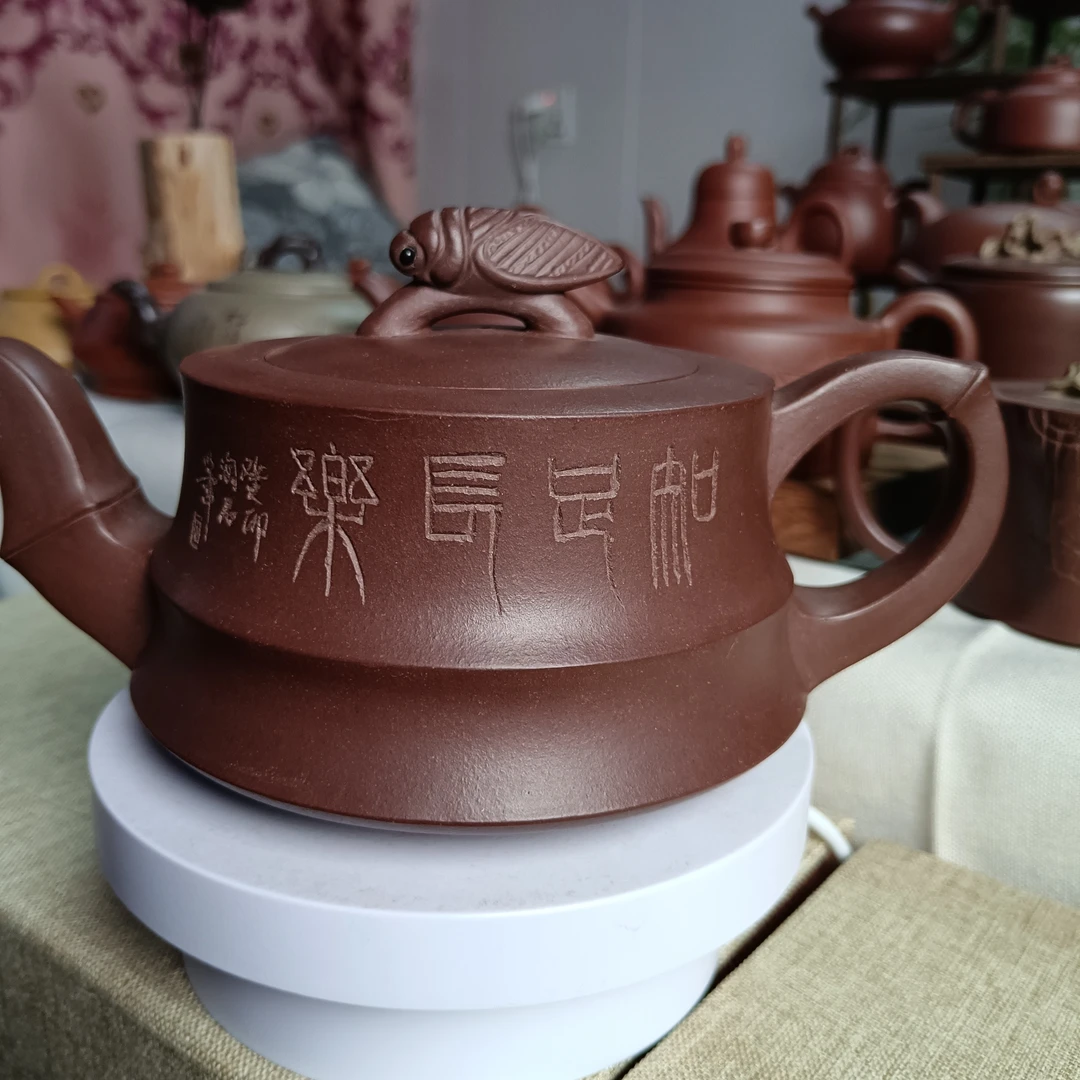 精工半手大曲竹，原矿紫砂紫泥料，400Cc牛盖紫砂壶茶壶精美茶具