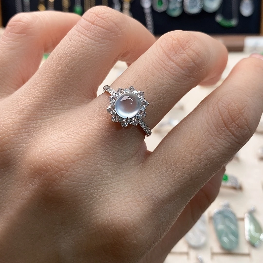 康***o翡翠18K金镶嵌戒指