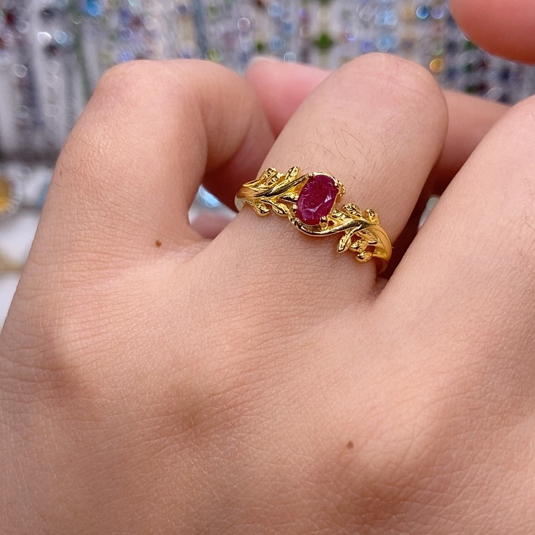 戒指红宝石银S925镶嵌