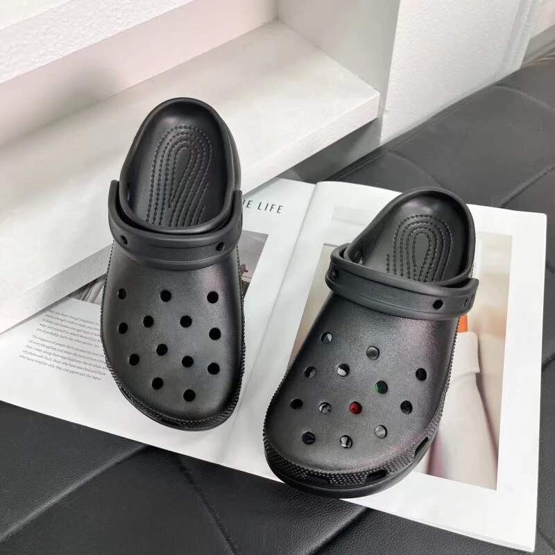 （带装饰扣）云朵款厚底软弹防滑透气沙滩洞洞鞋 BTHY-0327（MIL）