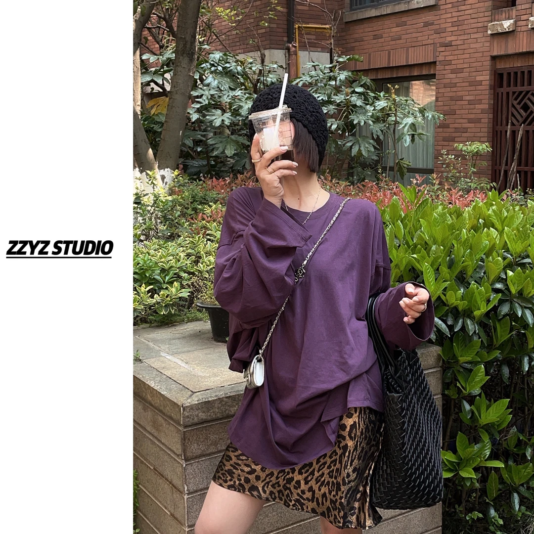 【ZZYZ】“经典延续”小精致圆领Oversized落肩设计大廓形长袖T裙上衣