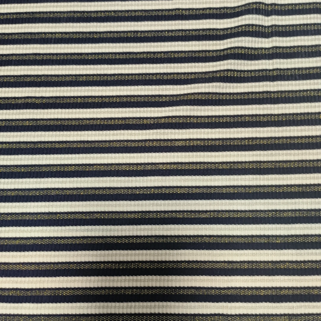 40支色织弹力细条罗纹金银丝条子布