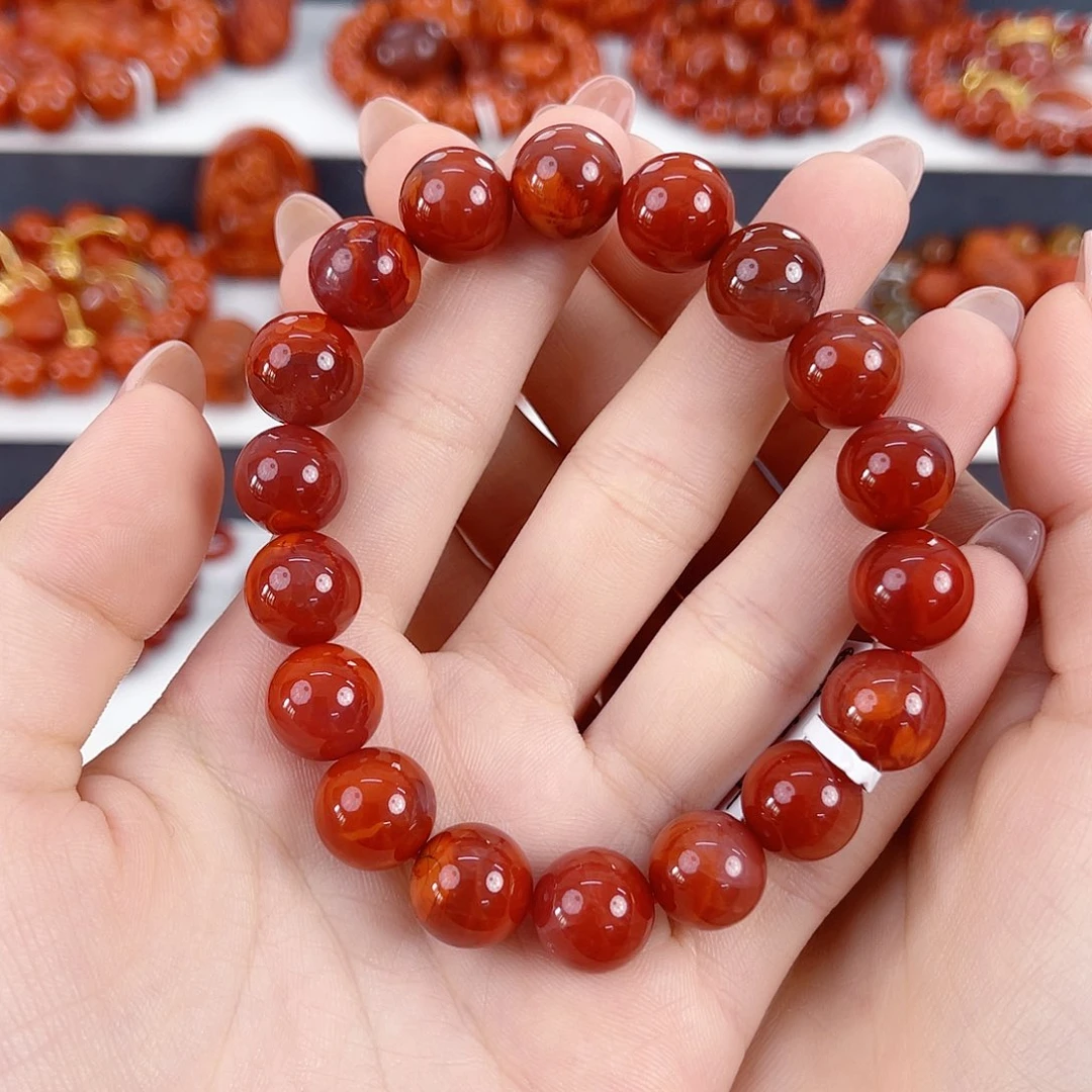 南红玛瑙未镶嵌瓦西牛血锦红11mm手串