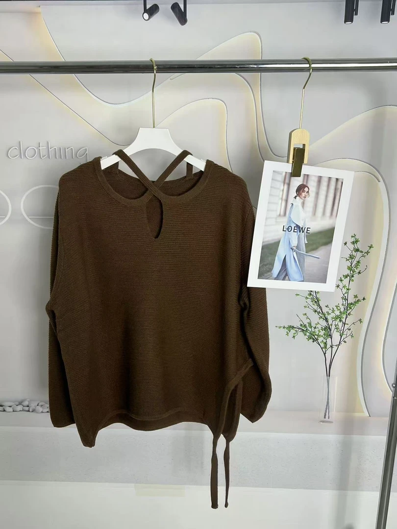 【静姐宠粉】设计感飘带毛衣秋冬宽松慵懒风针织衫款外穿上衣017