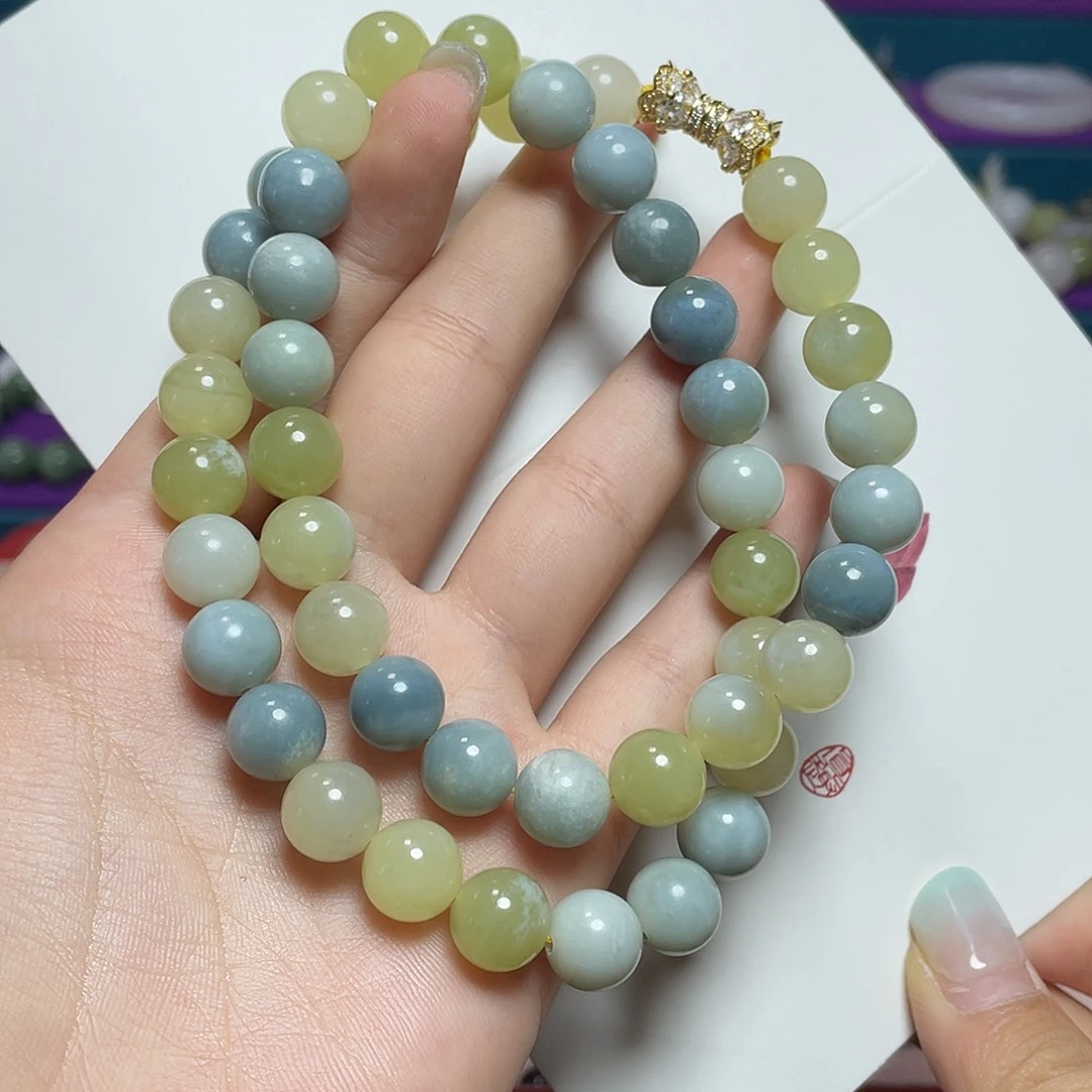 手链未镶嵌和田玉蓝皮黄口约卡10
