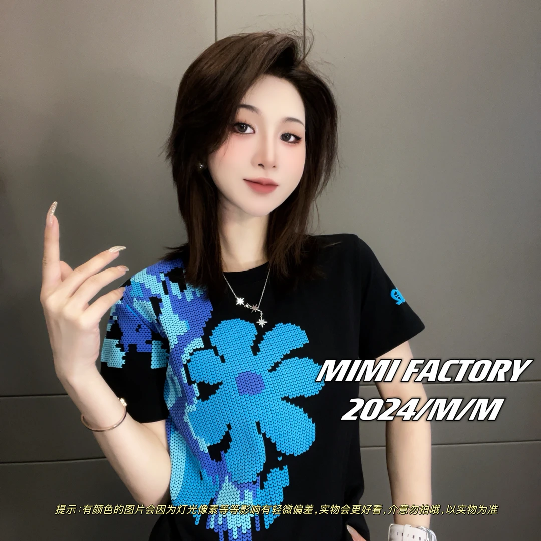 芈芈-2025早春新款 欧货短袖T恤女修身显瘦时尚休闲百搭XCTQ