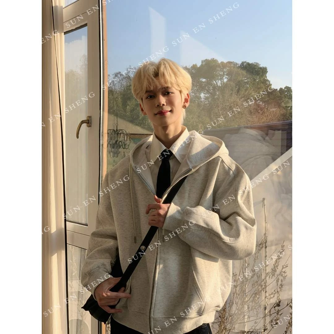 孙恩盛【店主挚爱】 520g重磅慵懒风连帽卫衣开衫外套秋冬男女同款