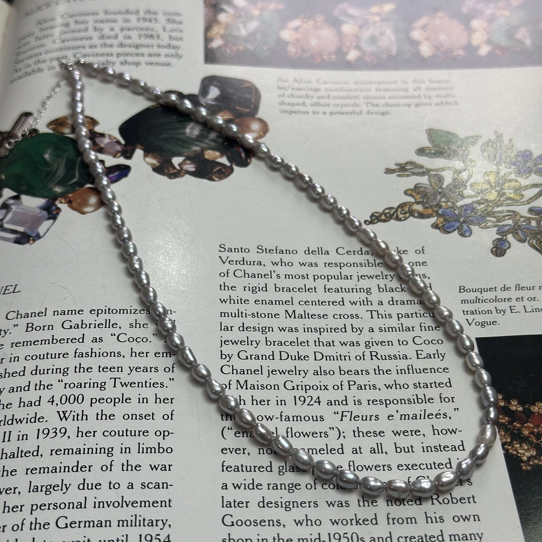 珍珠项链  日本银灰色伴彩keshi 约4mm ZB251224