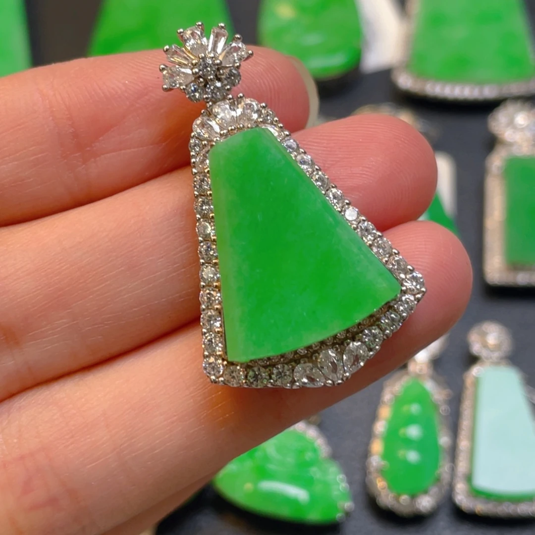 翡翠银S925镶嵌吊坠(不含链)