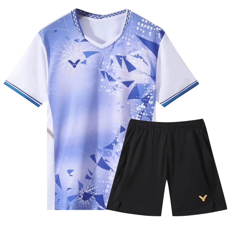 2025春夏新款羽毛球服套装男短袖上衣速干透气比赛服定制印字