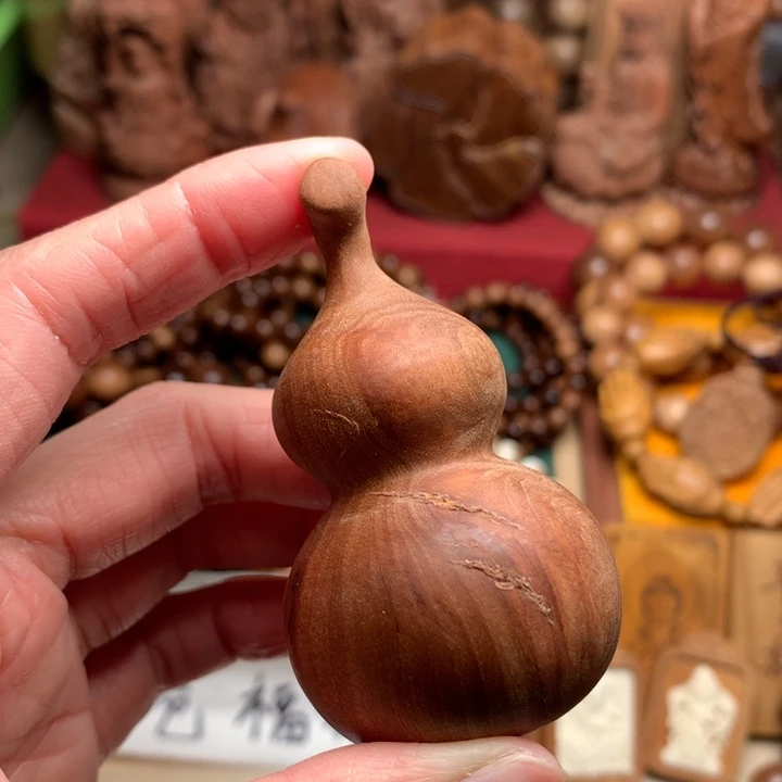 檀香木把件老山檀葫芦瑕疵