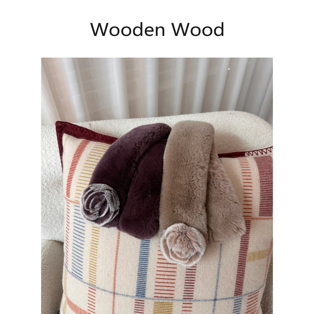 Wooden Wood“颈间暖炉”简约高奢风保暖獭兔毛设计感围脖P25477