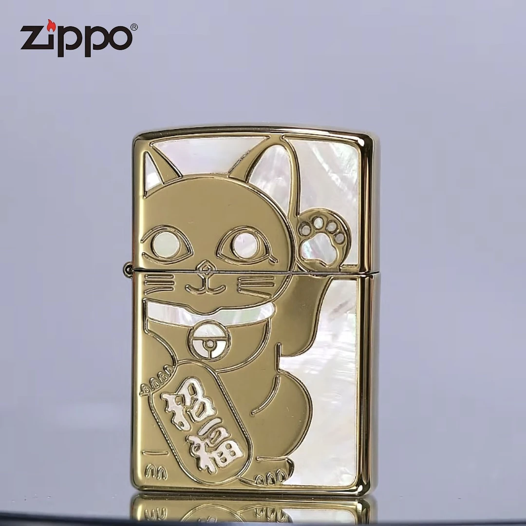 ZIPPO 打火机正品 205金色白贝猫 0377