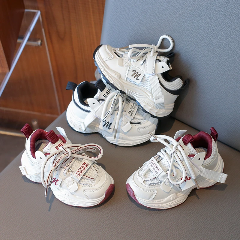 儿童小白鞋女童鞋子春季2025新款轻便软底女孩运动老爹鞋爆款网面