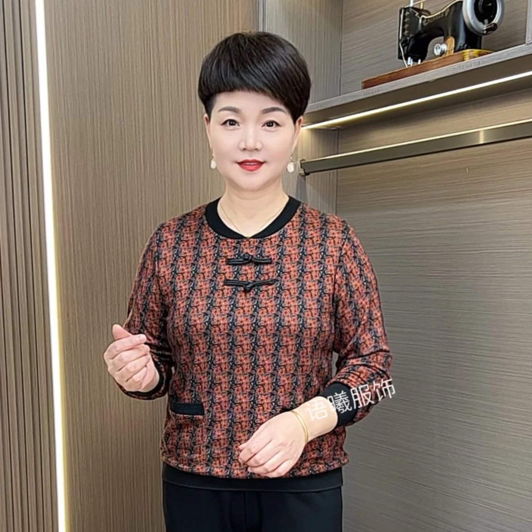 常规款秋季新款盘扣长袖中老年女装休闲复古妈妈装F8811-2