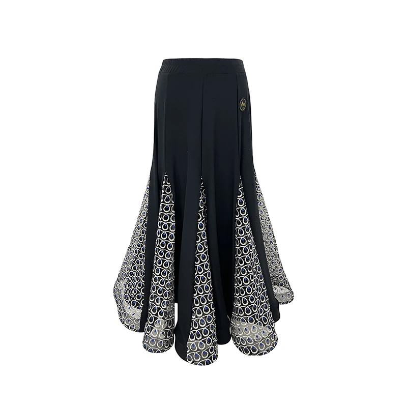 新款国标舞中长裙女士交谊舞大摆裙子摩登舞性感半身裙时尚8302