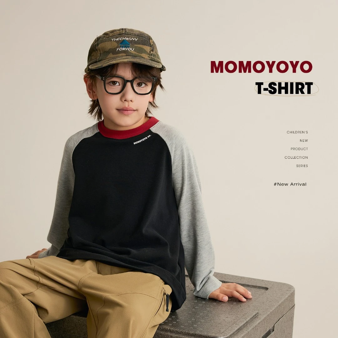 【高调返场】秋季男女童撞色插肩袖T恤儿童运动内搭上衣8438D