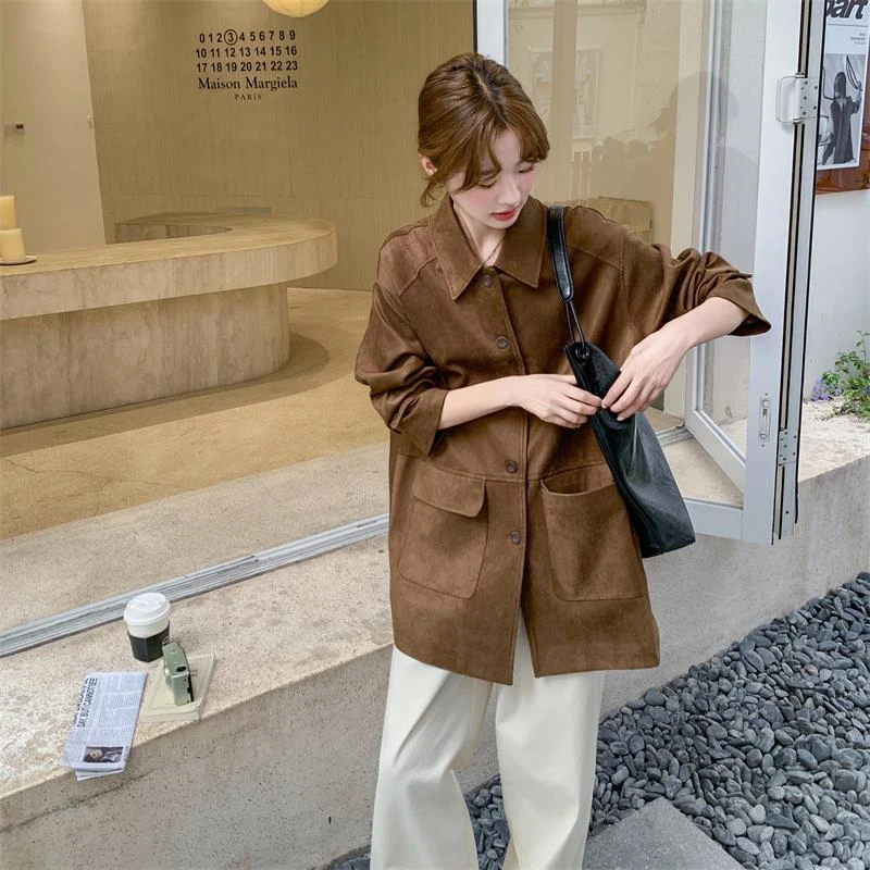 又酷又飒绒感工装外套女春秋2025新款小个子时髦洋气夹克盐系