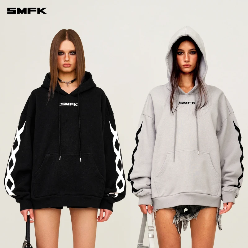 SMFK基因链条赛车阔身帽衫 CH006B3 户外宽松休闲印花套头卫衣