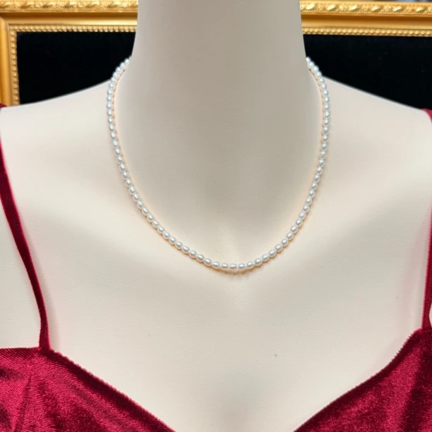 【六六中古】孤品天然淡水珍珠项链ew3493链长41珠子3.5-4有盒