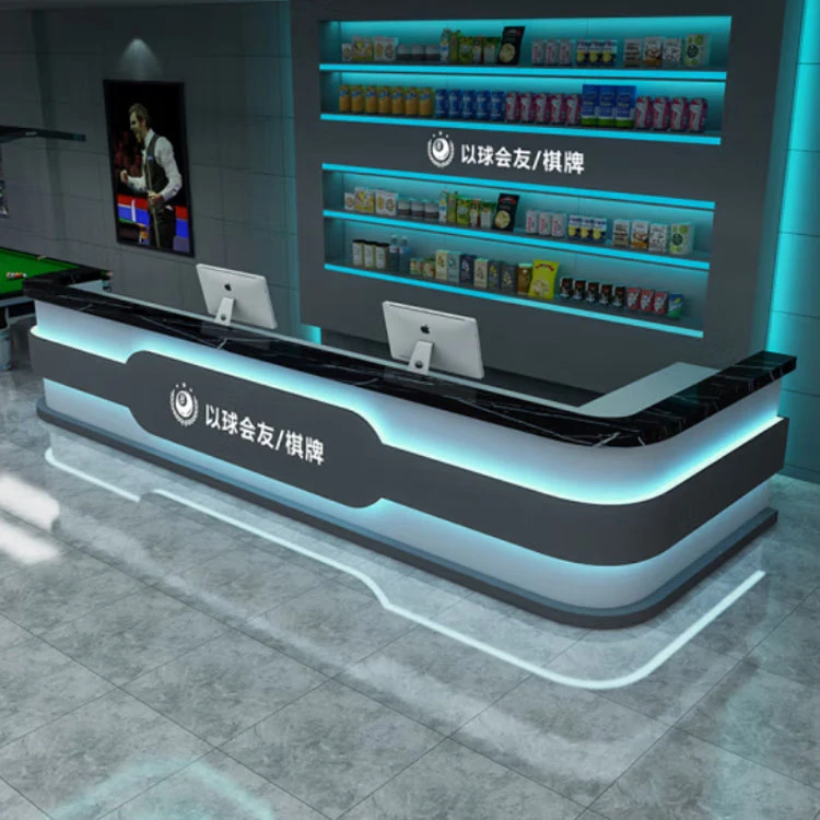 定制台球厅吧台电竞酒店前台接待台会所转角工业风酒吧酒柜收银台