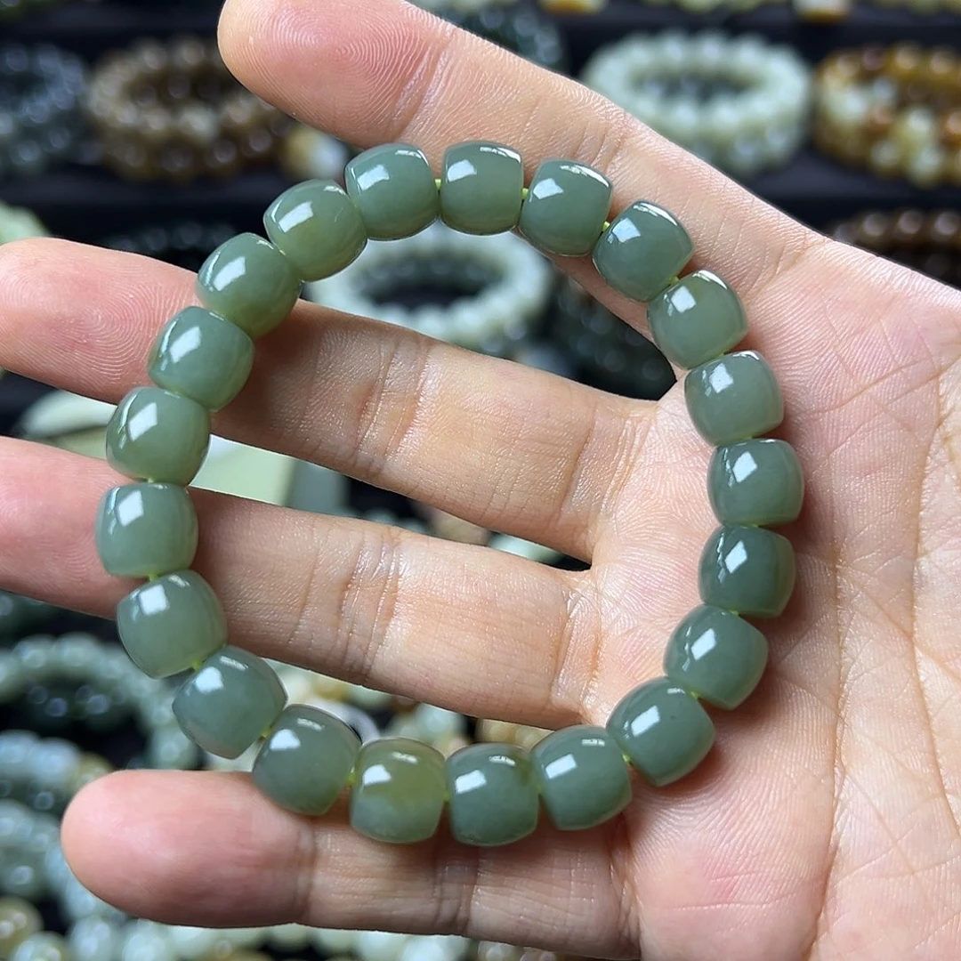 和田玉手链未镶嵌且末蓝卡10直切 油润 漂糖