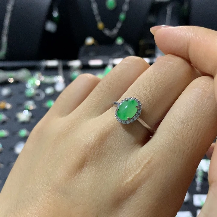 翡翠银S925镶嵌戒指