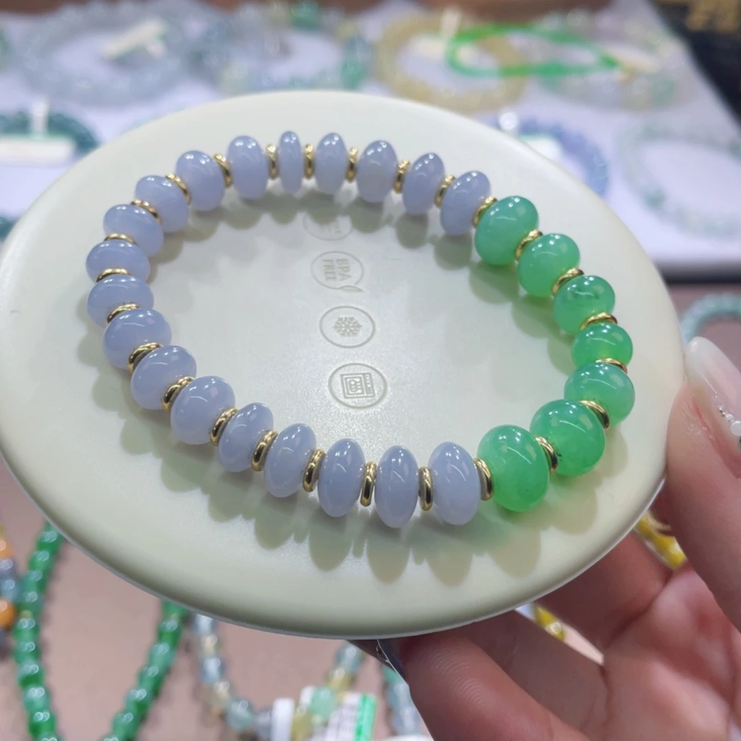 未镶嵌手链翡翠春彩鼓珠