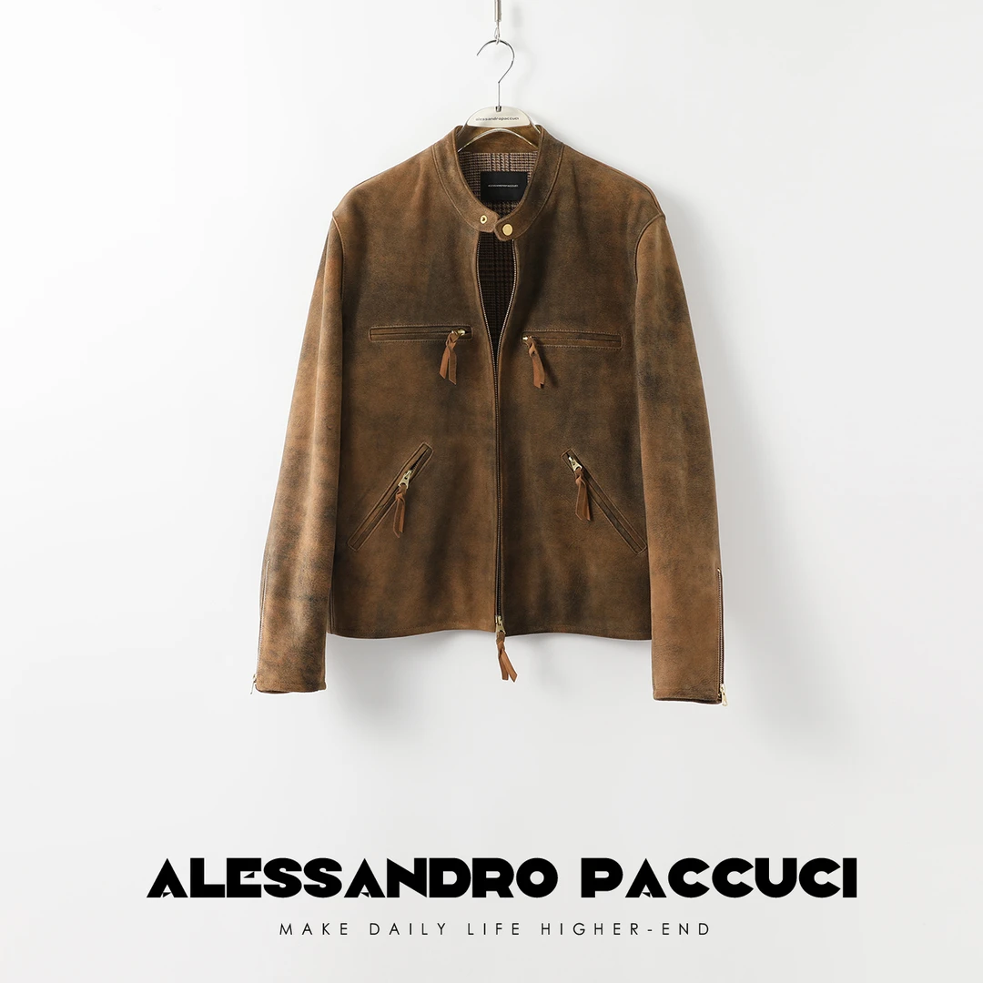 AP洛哥24017X【黑标系列】土耳其进口羊皮手工复古做旧老钱休闲夹克