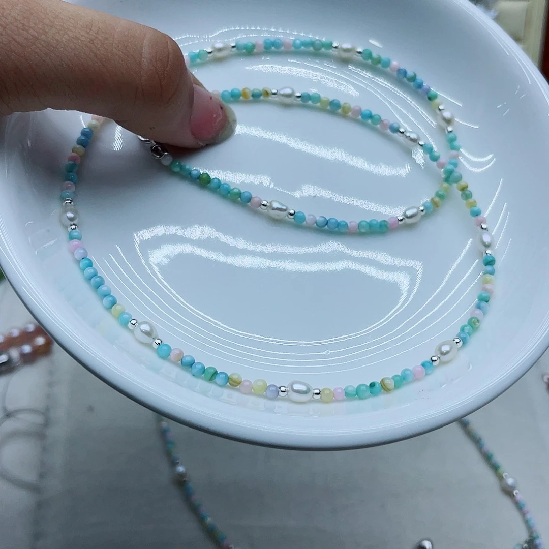 淡水珍珠银S925镶嵌颈饰汪**～