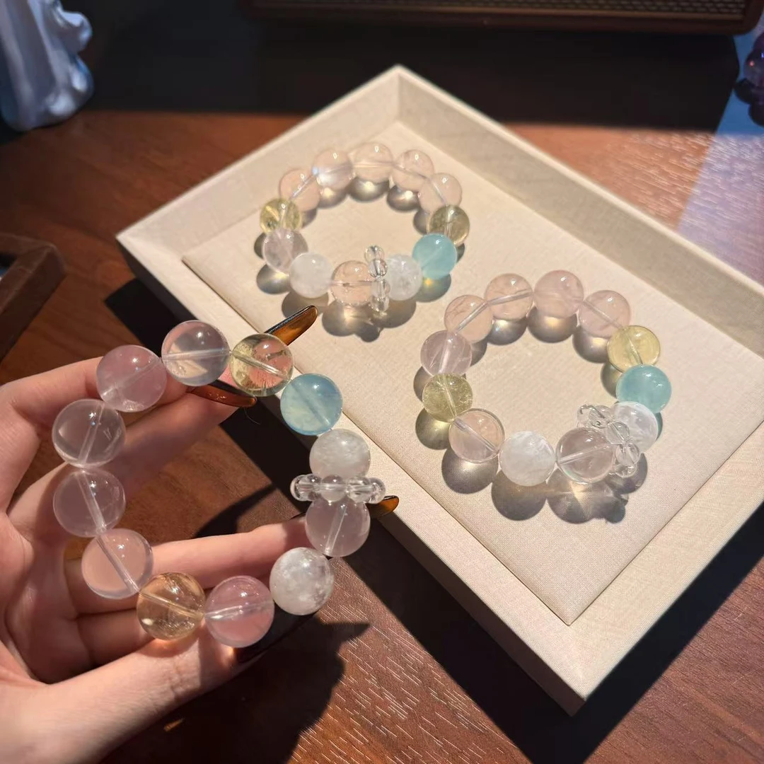 粉水晶多宝水晶手串手链 颜色微差多样性发其一ZF578