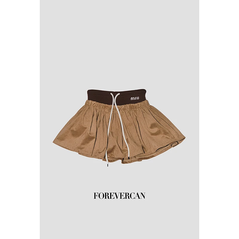 FOREVERCAN焦糖可可”m!u撞色腰头学院风半身裙+短裤 SD20848