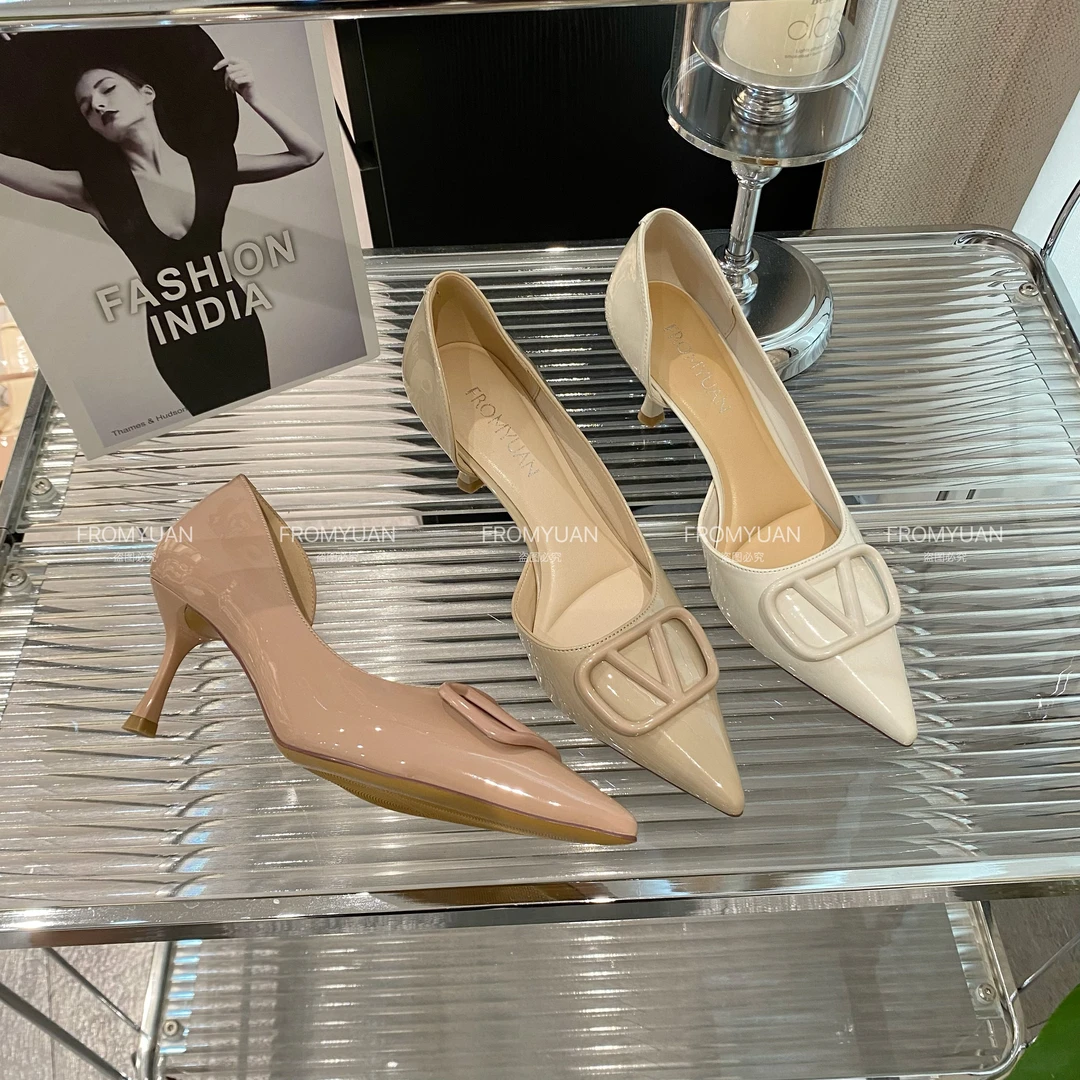 【6公分】25036-2侧空细跟高跟鞋单鞋春季女鞋法式高跟鞋时尚尖头