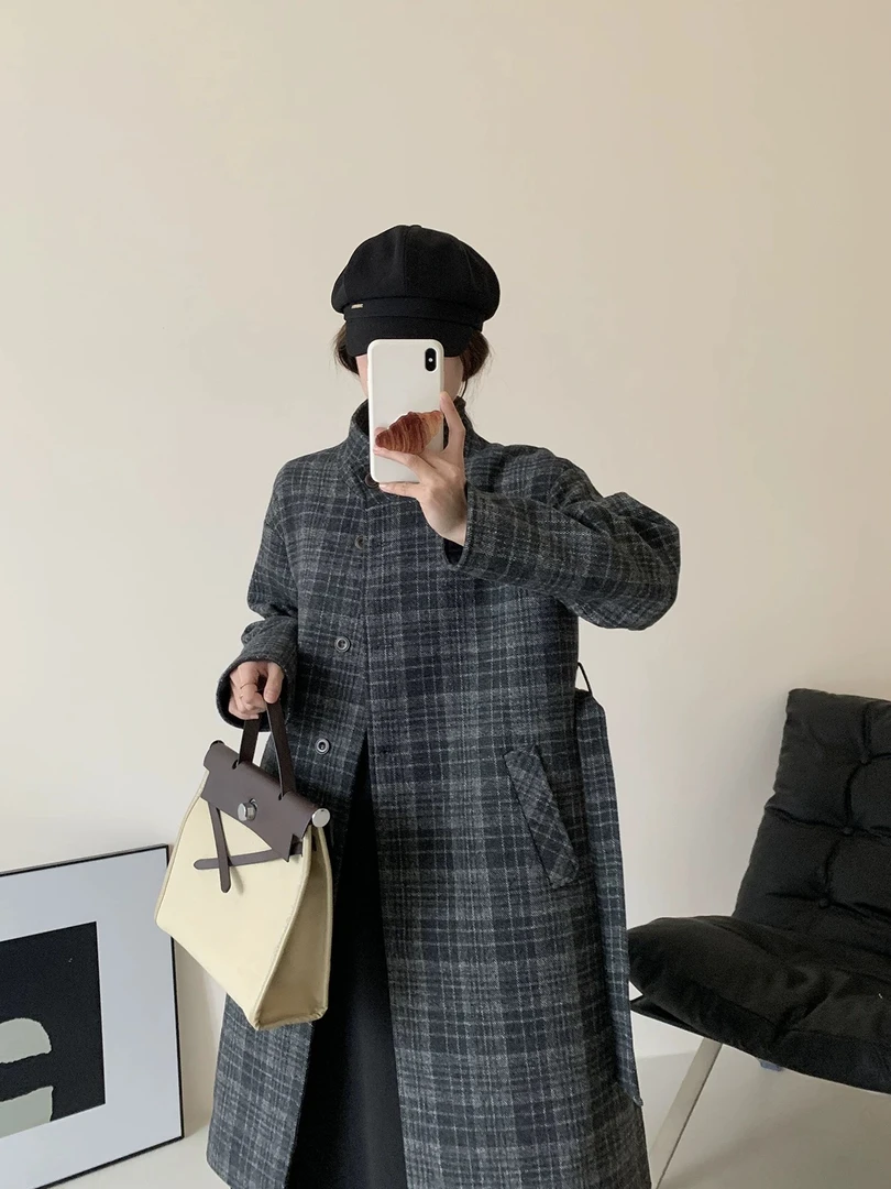 ZEMALA·新款加棉款格纹英伦风大衣