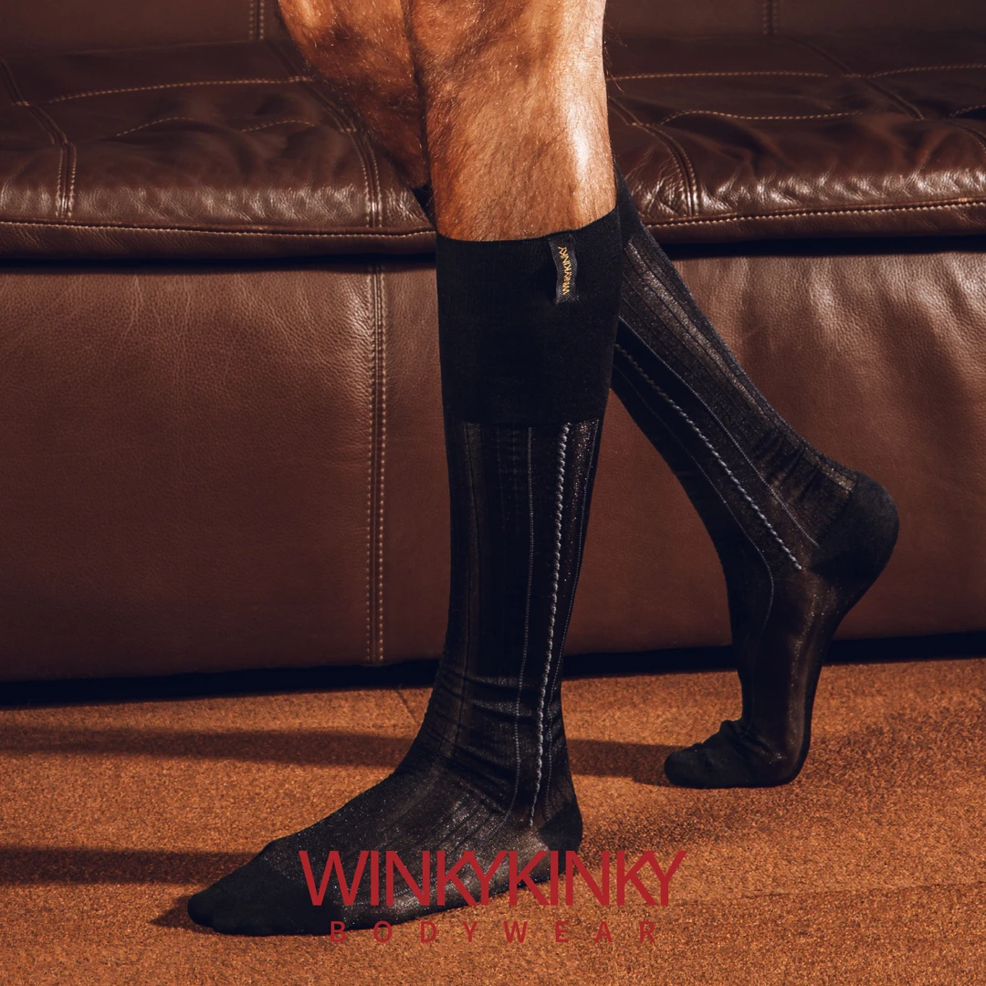 WINKYKINKY番号S001新款男士长筒袜子正装袜高级西装丝袜暗夜冷锋