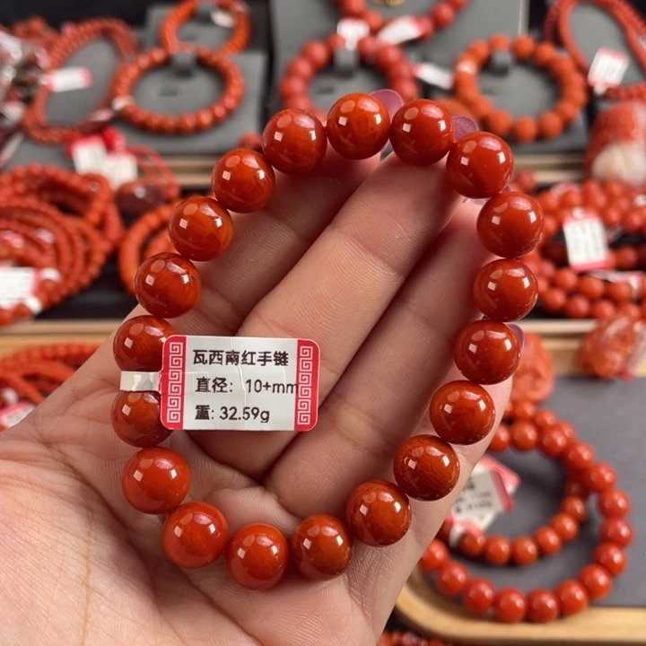 微***我南红玛瑙未镶嵌手链瓦西南红火焰纹单圈