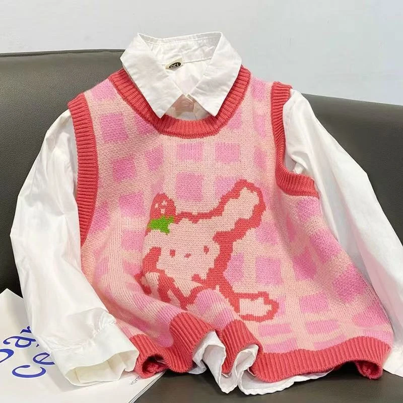 501020《现》韩版儿童休闲舒适时尚洋气百搭套头宽松毛衣马甲