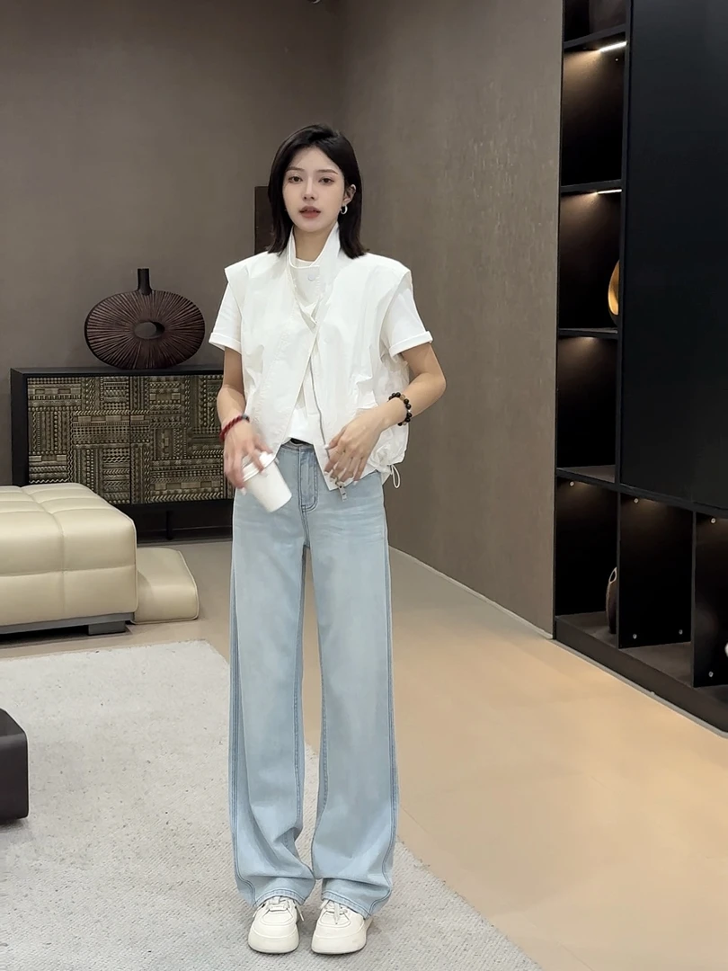 阿雅家阿雅家-97J36冰肤柔《清爽冰肤感》显瘦百搭浅色天丝牛仔裤