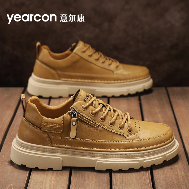 意尔康2025春季新款男鞋时尚厚底百搭防滑防水商务休闲上班皮鞋