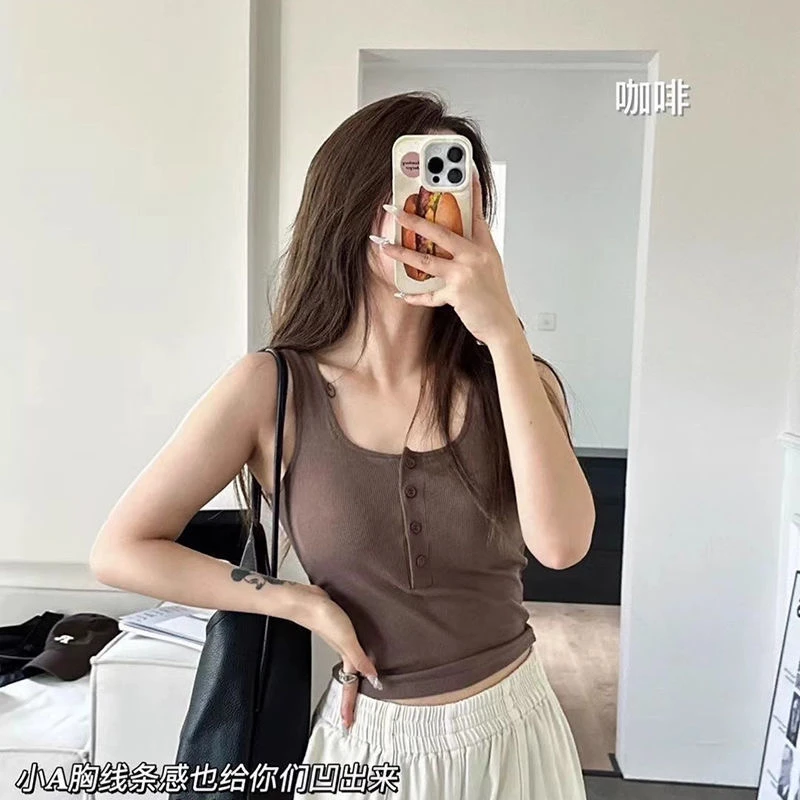 秋冬季爆款女式带胸垫一体式吊带背心显瘦内搭紧身打底衫通勤百搭