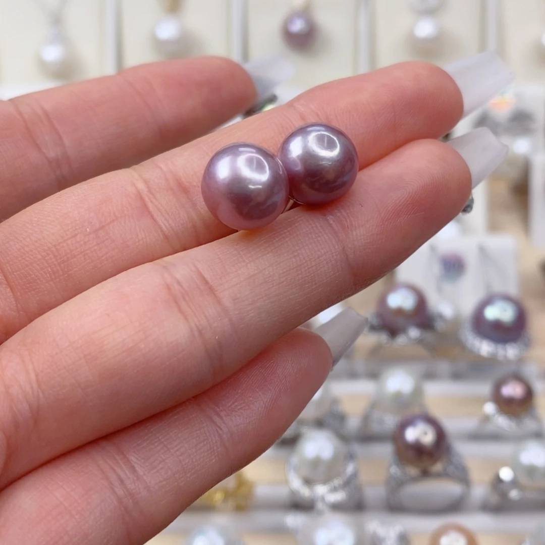 淡水珍珠耳饰银S925镶嵌