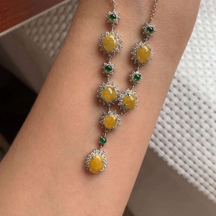 翡翠银S925镶嵌戒指项链