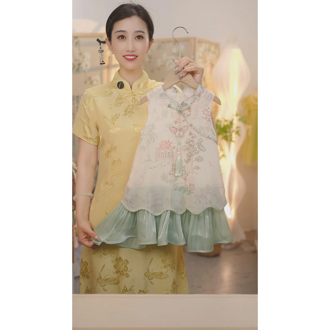 【兰亭序】SC454女童夏季新中式2025新款国风旗袍裙