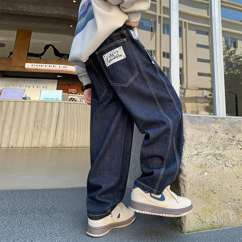 儿童装男童裤子秋装2025新款中大童春秋款男孩直筒牛仔裤秋季长裤