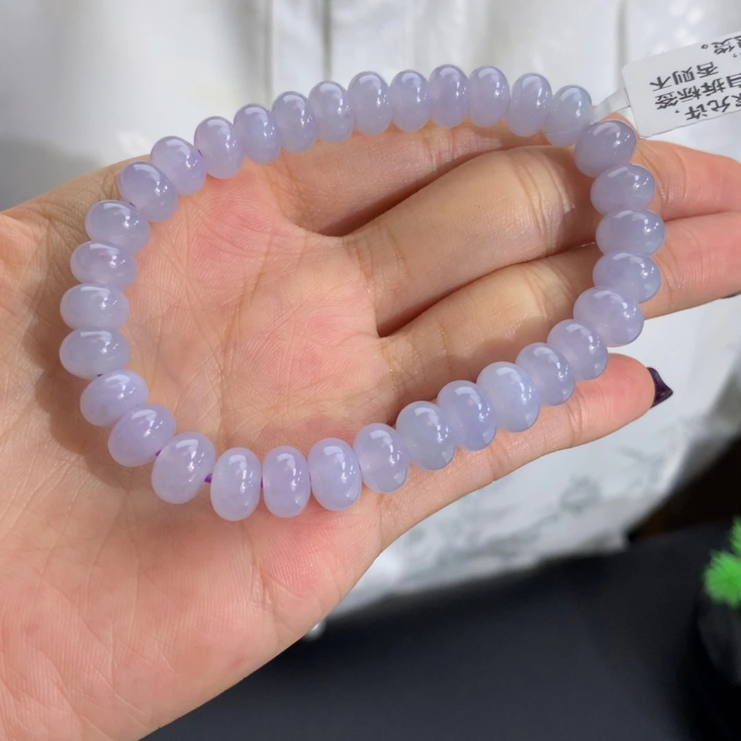 未镶嵌手串翡翠卡8-9冰胶紫鼓珠手串