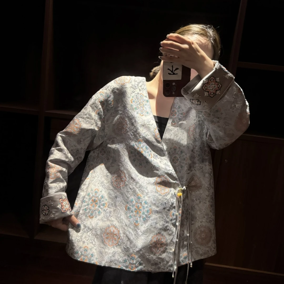 宋锦·清冷宝相！桑蚕丝重工刺绣宋锦外套！GZ6562