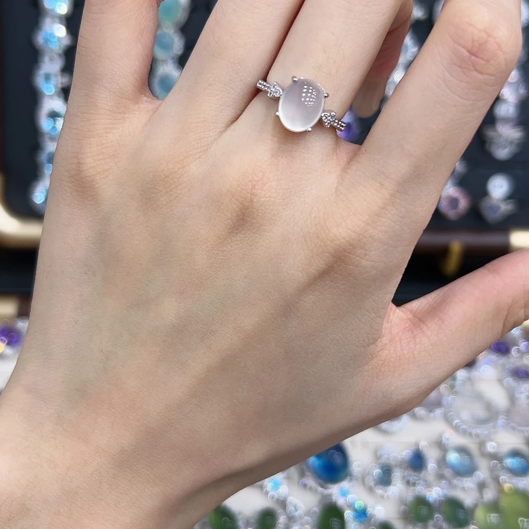 岫玉银S925镶嵌戒指