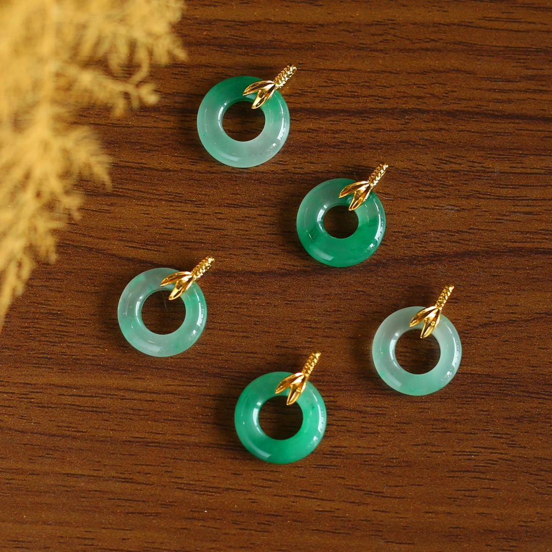 【米米专属】18k金非洲翠甜甜圈吊坠 多样性发其一