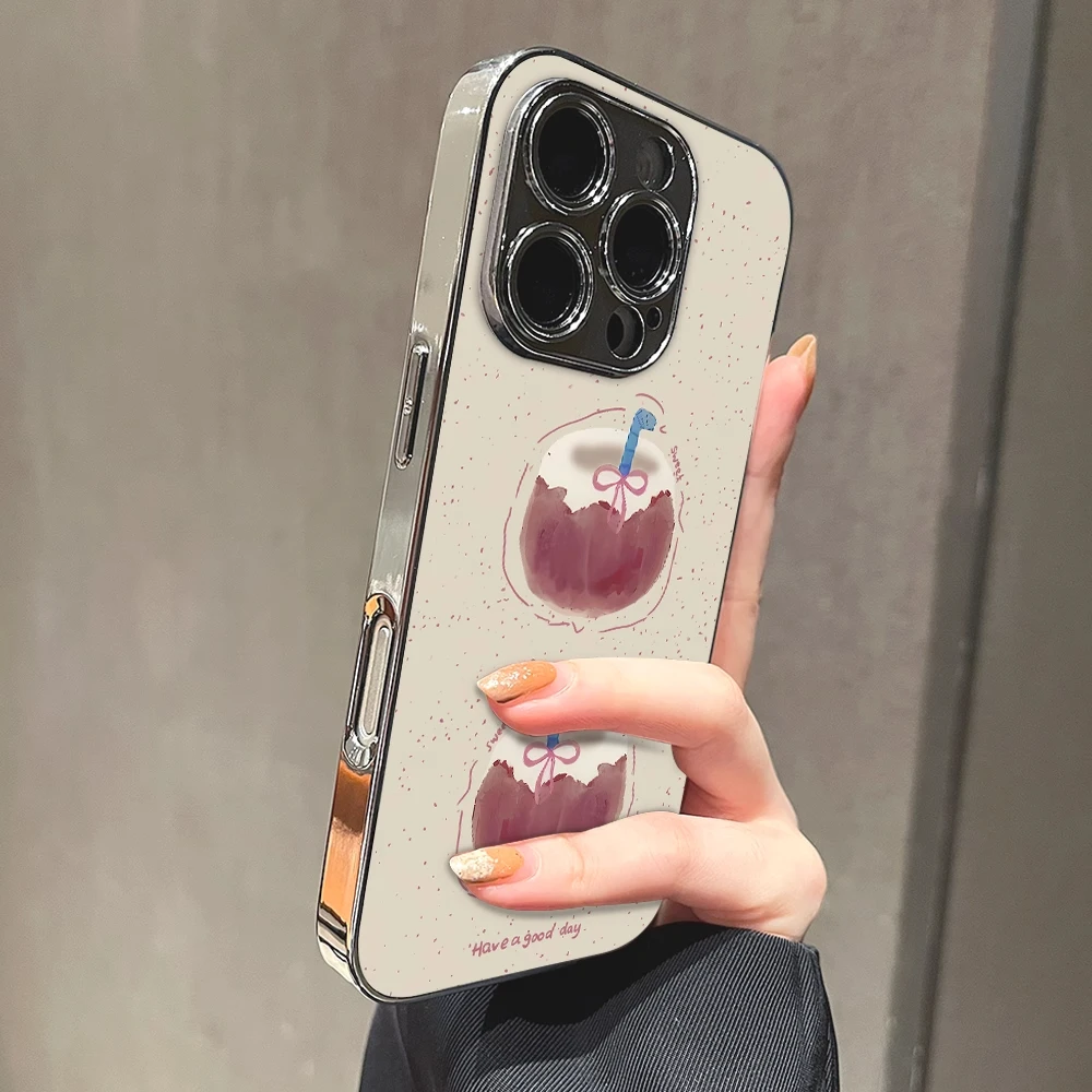 涂鸦椰子适用可爱iPhone16苹果13卡通手机壳17promax爆款15简约XR